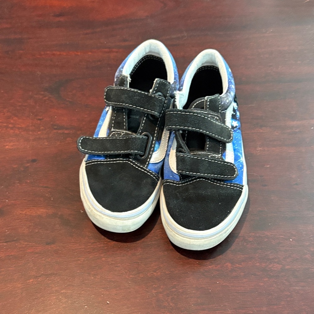 Vans Kids Black and Blue Velcro Sneakers